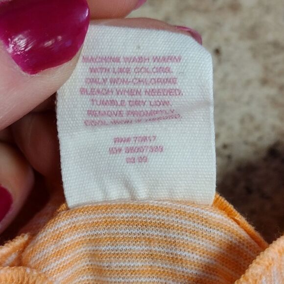 PINK VS VTG 90s Tangerine Striped Embroidery Dog Babydoll Dress Medium - Picture 15 of 15